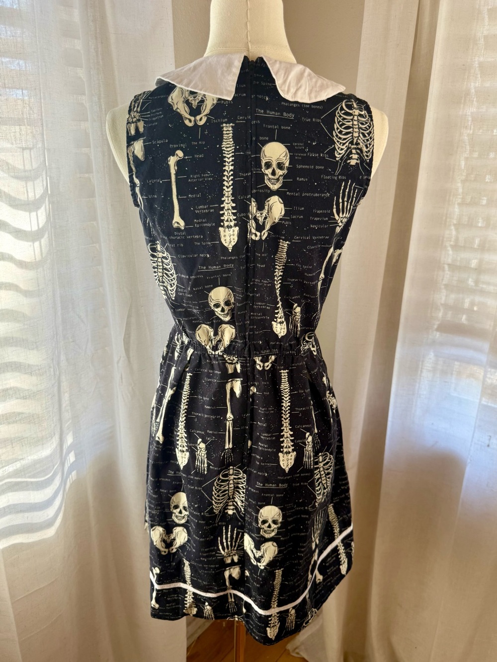 Retro Mod Collared Gothic Skeleton Dress - Picture 2 of 5